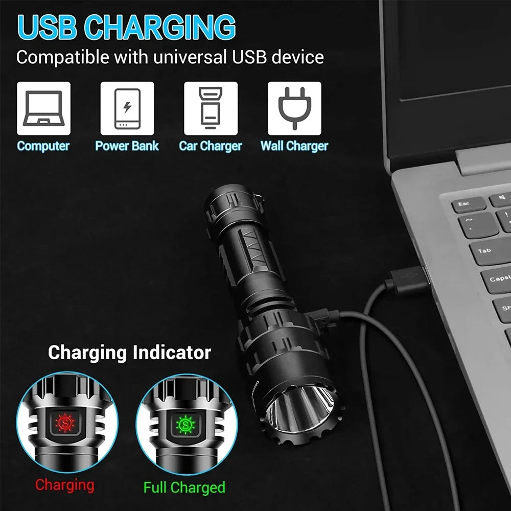 LED Tactical USB Flashlight