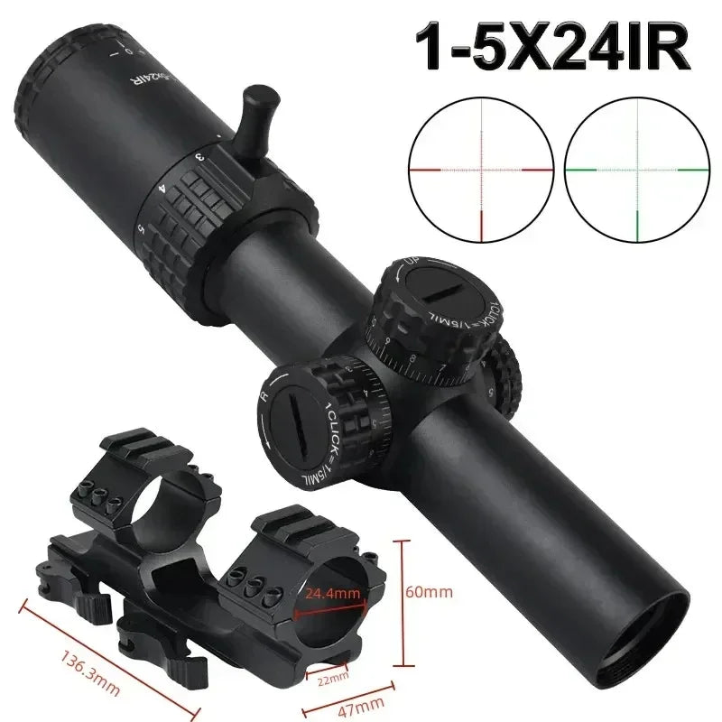 1-5X24 Tactical Scope w/Red/Green