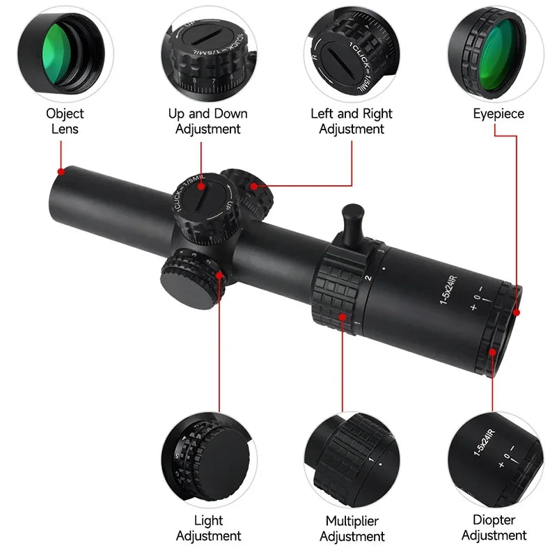 1-5X24 Tactical Scope w/Red/Green