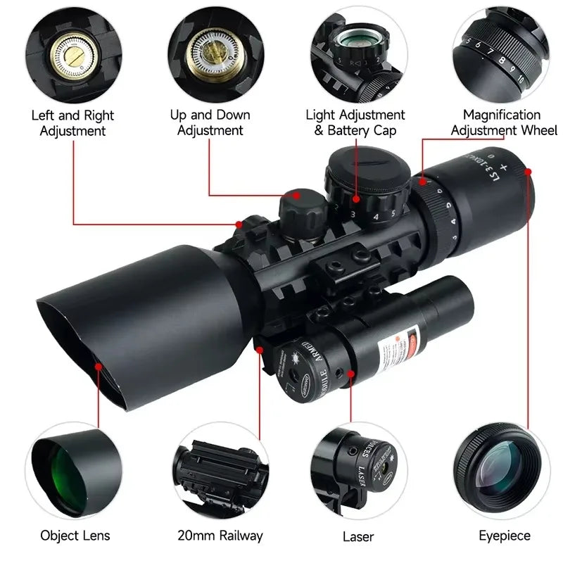 Illuminated Cross-Hair Reticle Scope w/ Laser