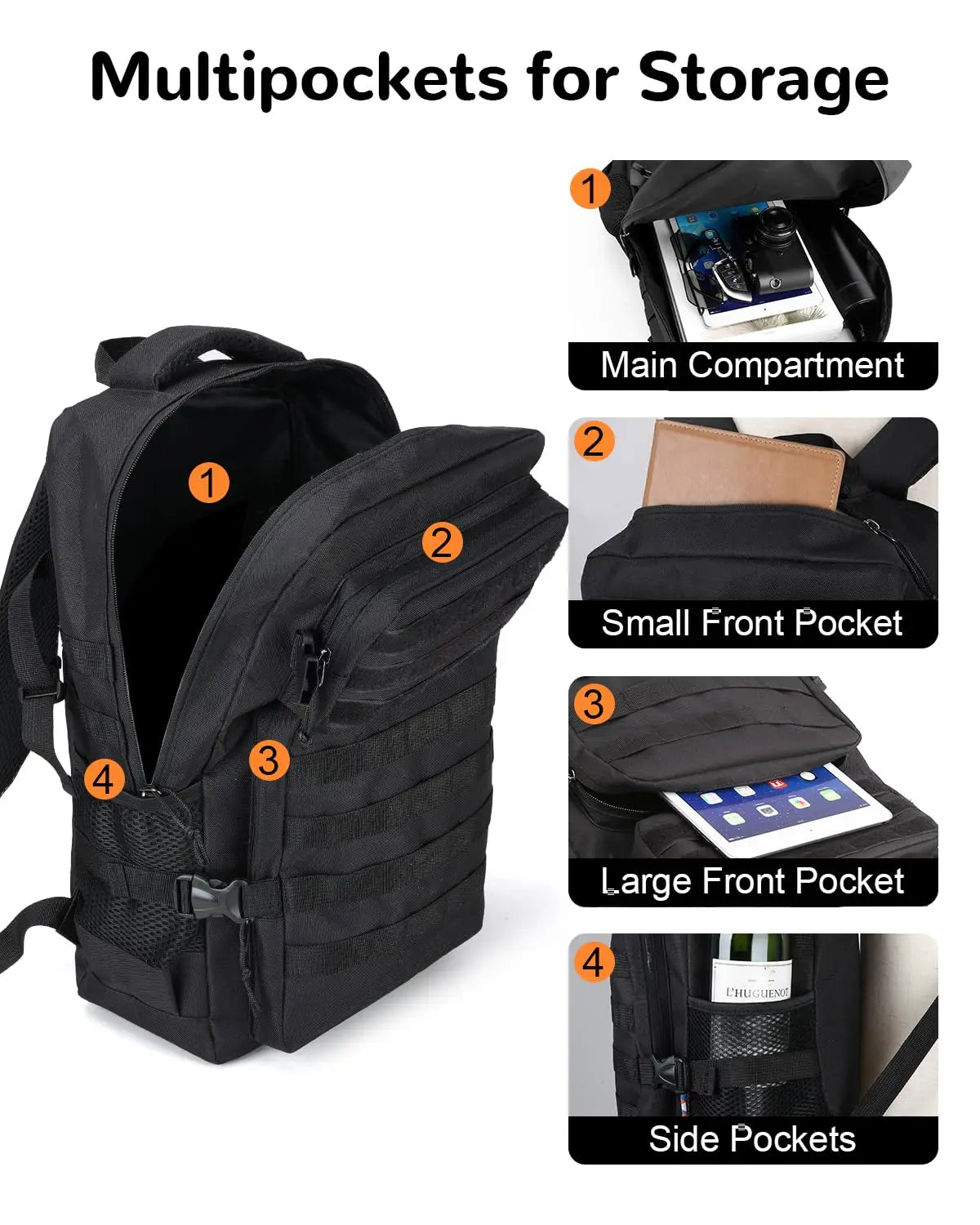 Tactical Backpack  (Black, 20L)