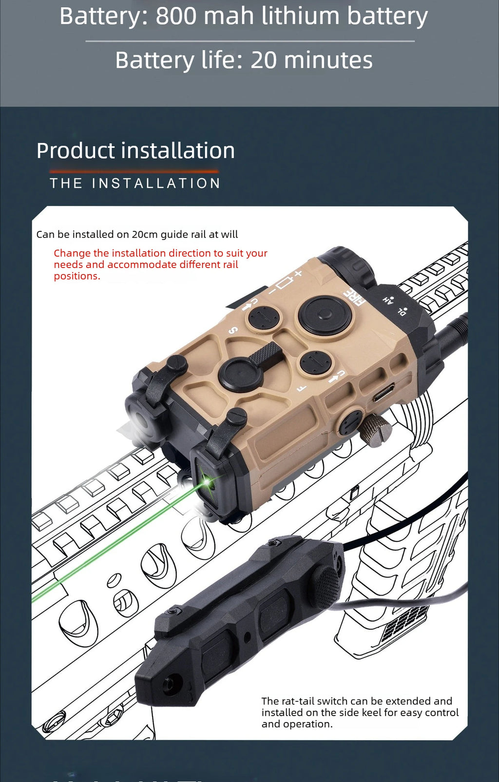 PEQ Style Tactical Red/Green Light/ Laser Combo