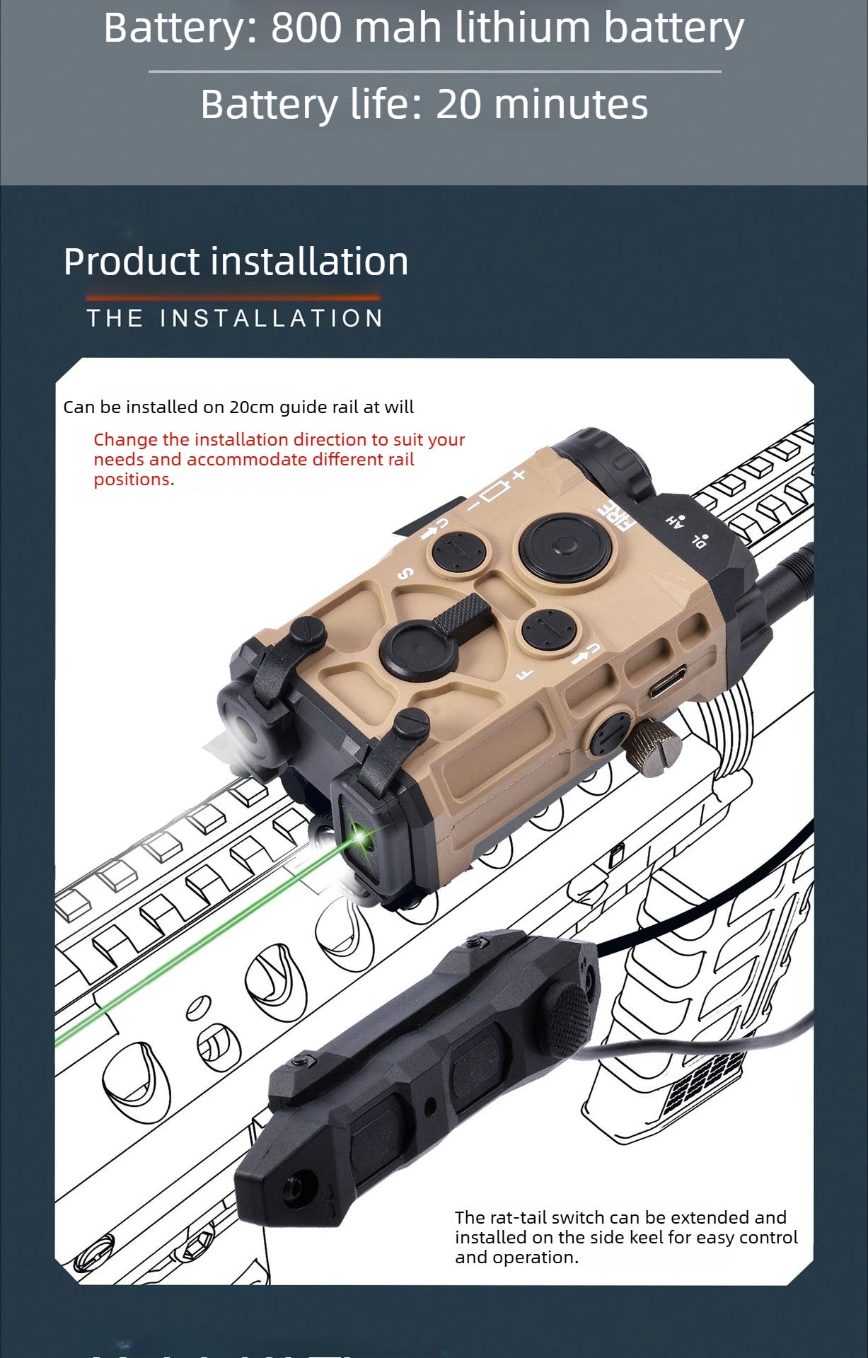 PEQ Style Tactical Red/Green Light/ Laser Combo