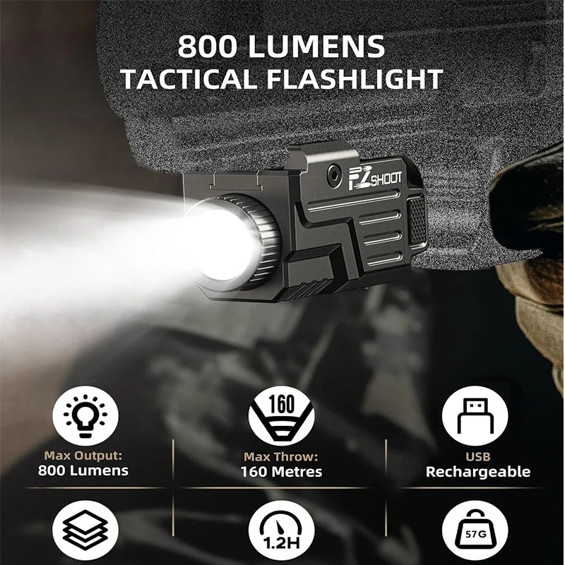 Tactical 800 Lumen Rechargeable Pistol Light