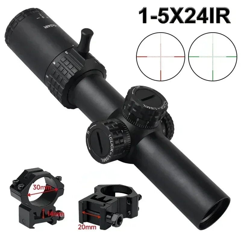 1-5X24 Tactical Scope w/Red/Green