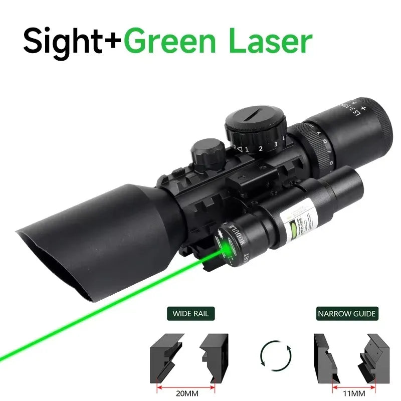 Illuminated Cross-Hair Reticle Scope w/ Laser
