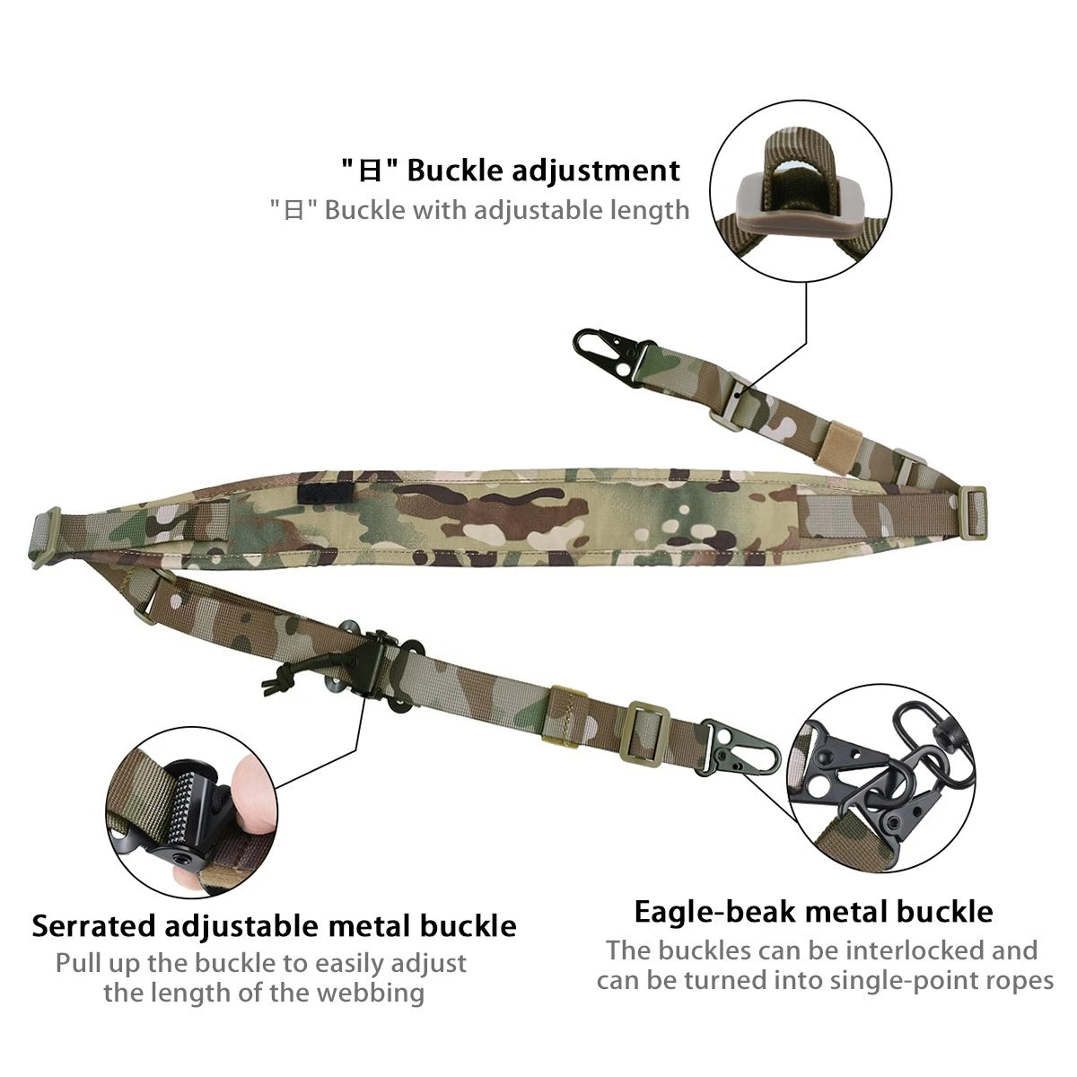 Adjustable Length Rifle Sling Strap 2 Point /1 Point