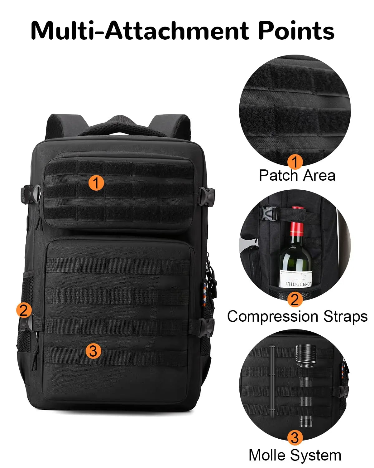 Tactical Backpack  (Black, 20L)
